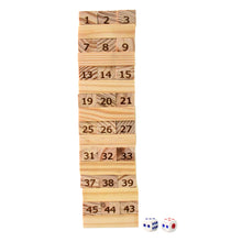 Wooden Tumbling Stacking Tower Game, Zenga tower (48 Pcs Blocks 2 Dices)