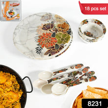 Dream 18-Piece Plastic Dinner Set – Unique Flower Design, 6 Plates, 6 Bowls & 6 Spoons, Microwave & Dishwasher Safe