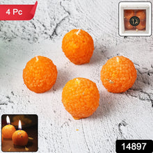 Laddu Shaped Decorative Wax Candles (4 Pc / Set)